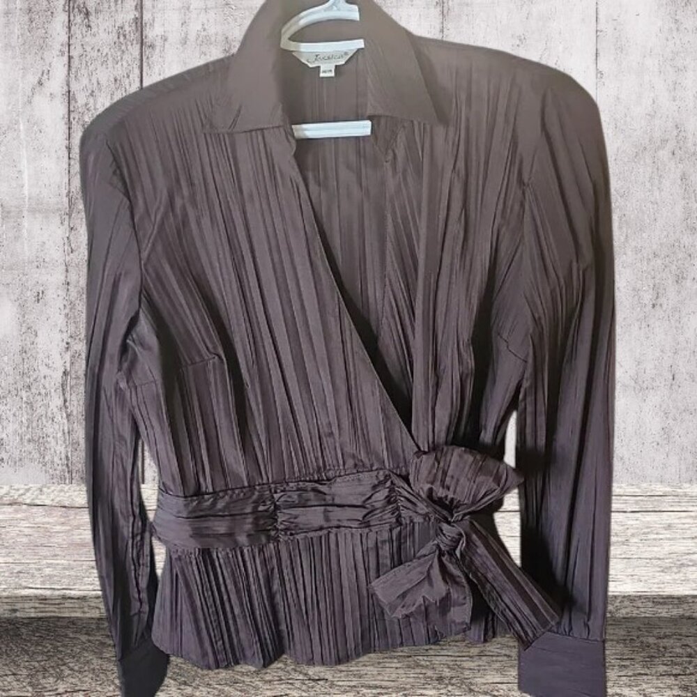 Women's Brown Wrap Blouse